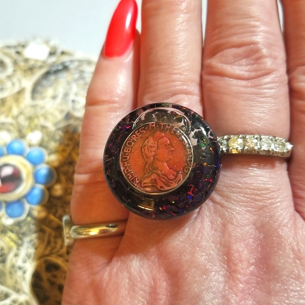 FLOATING  OPALS Ring MzMax Resin Designs Ring